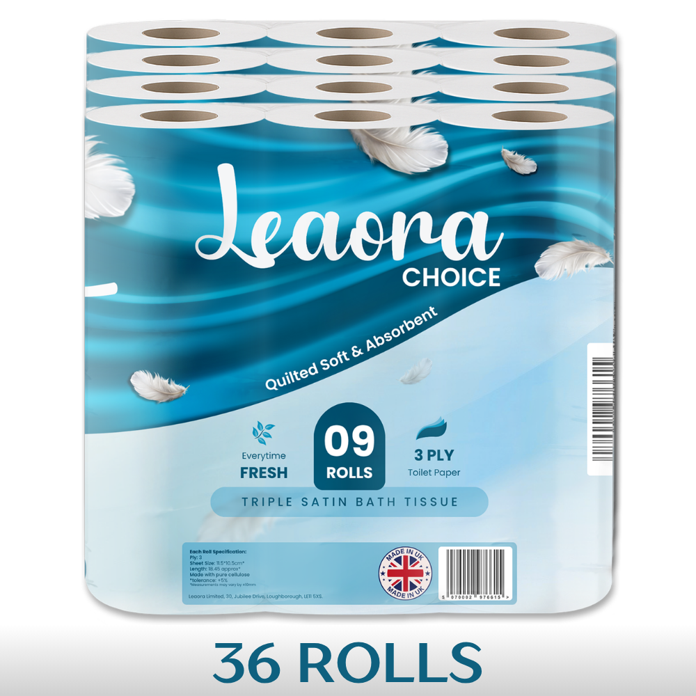 Family Size Toilet Paper by Leaora Choice | 36 Rolls, Quilted 3-Ply