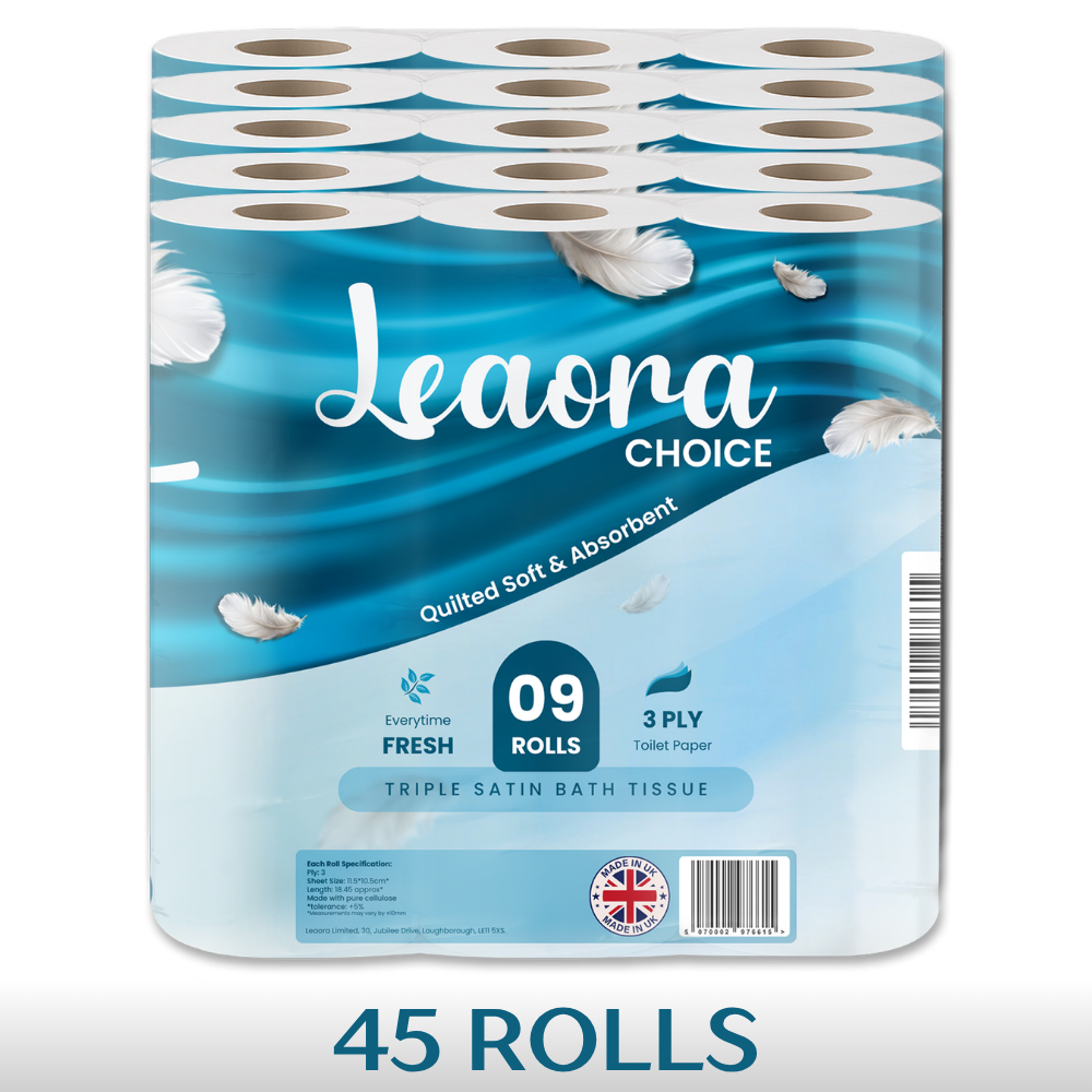 Leaora Choice Ultra-Soft Toilet Rolls – 45 Bulk Pack (9x5)