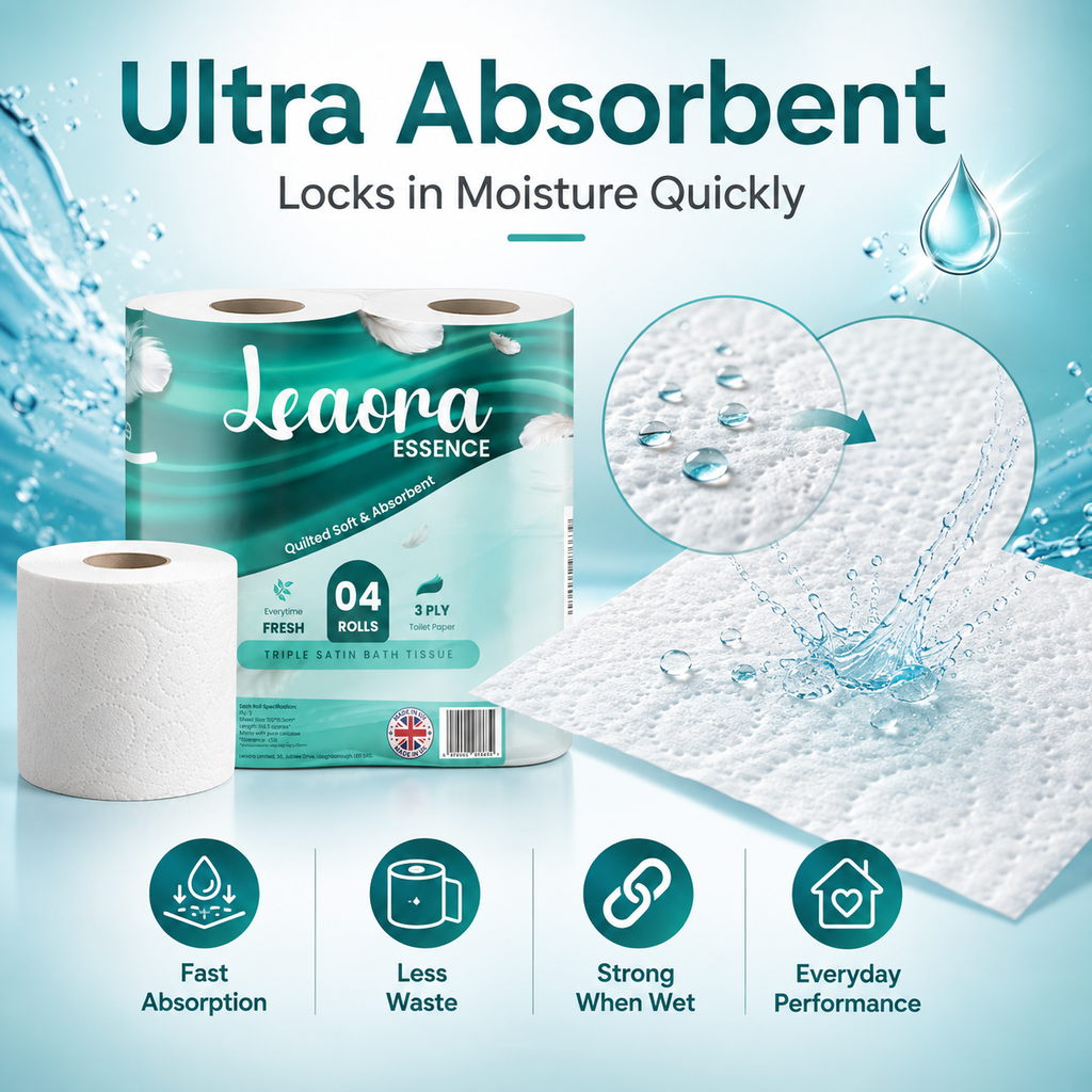 40 Rolls Premium Toilet Tissue | Leaora Essence 3-Ply Quilted