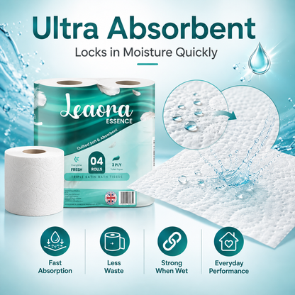 120 Mega Bundle Leaora Essence Toilet Tissue | 3-Ply Rolls