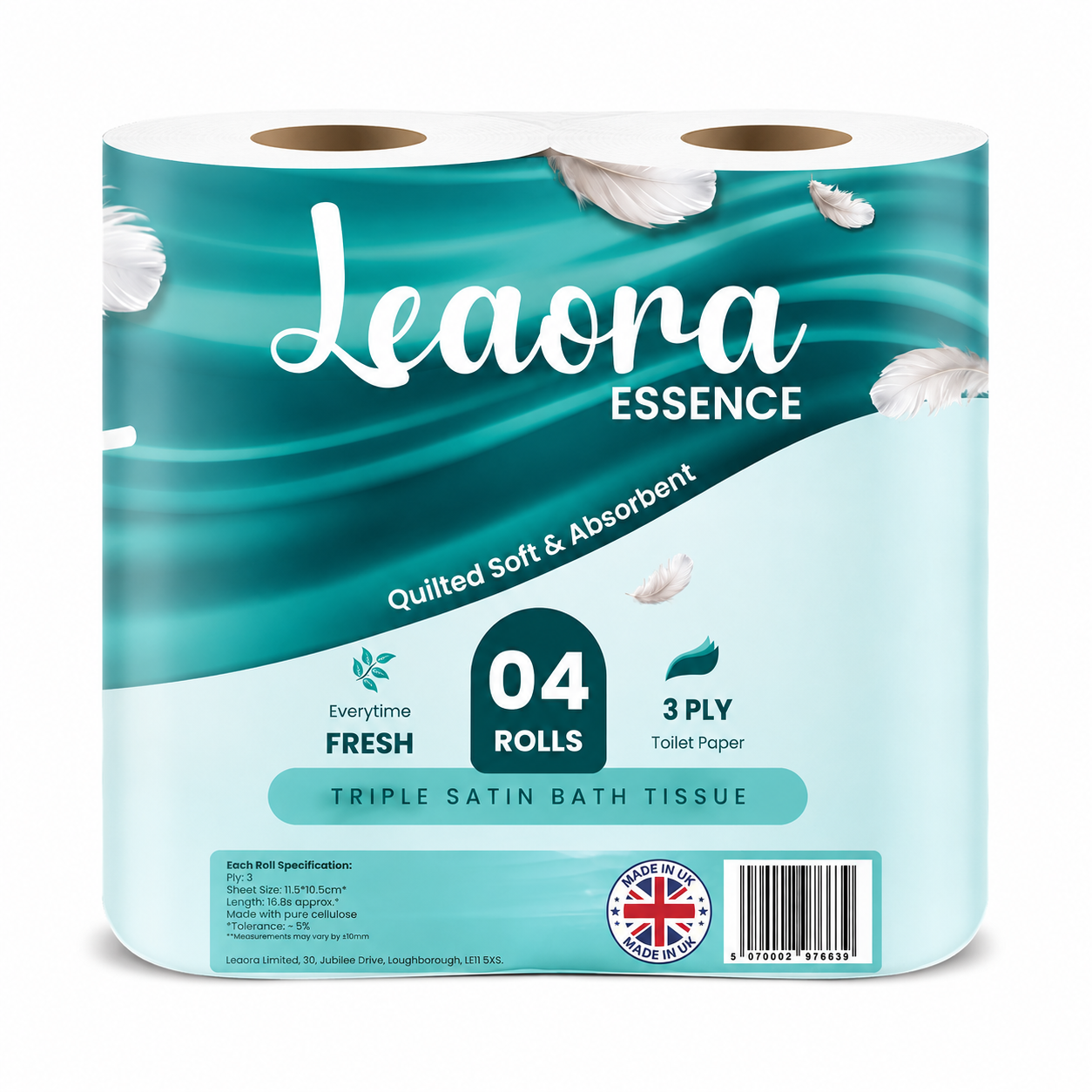 40 Rolls Premium Toilet Tissue | Leaora Essence 3-Ply Quilted