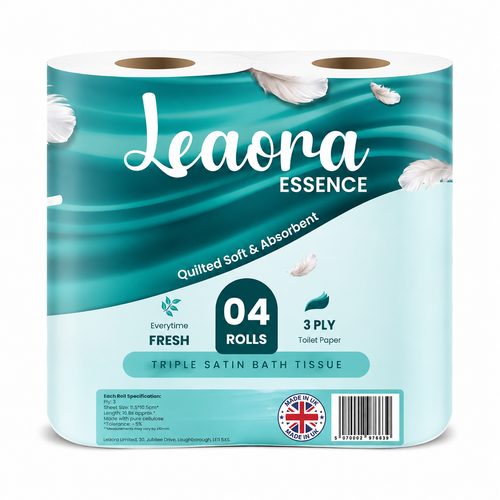 40 Rolls Premium Toilet Tissue | Leaora Essence 3-Ply Quilted
