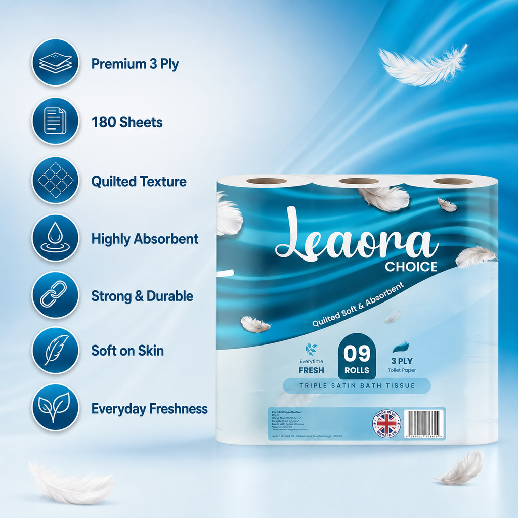 Wholesale 72-Pack Quilted Toilet Rolls | 3-Ply Leaora Choice