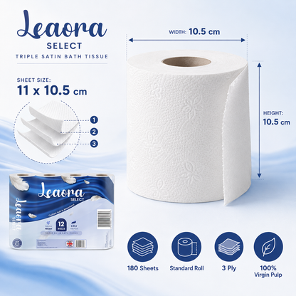 48 Pack Leaora Select | Bulk Premium 3-Ply Toilet Rolls