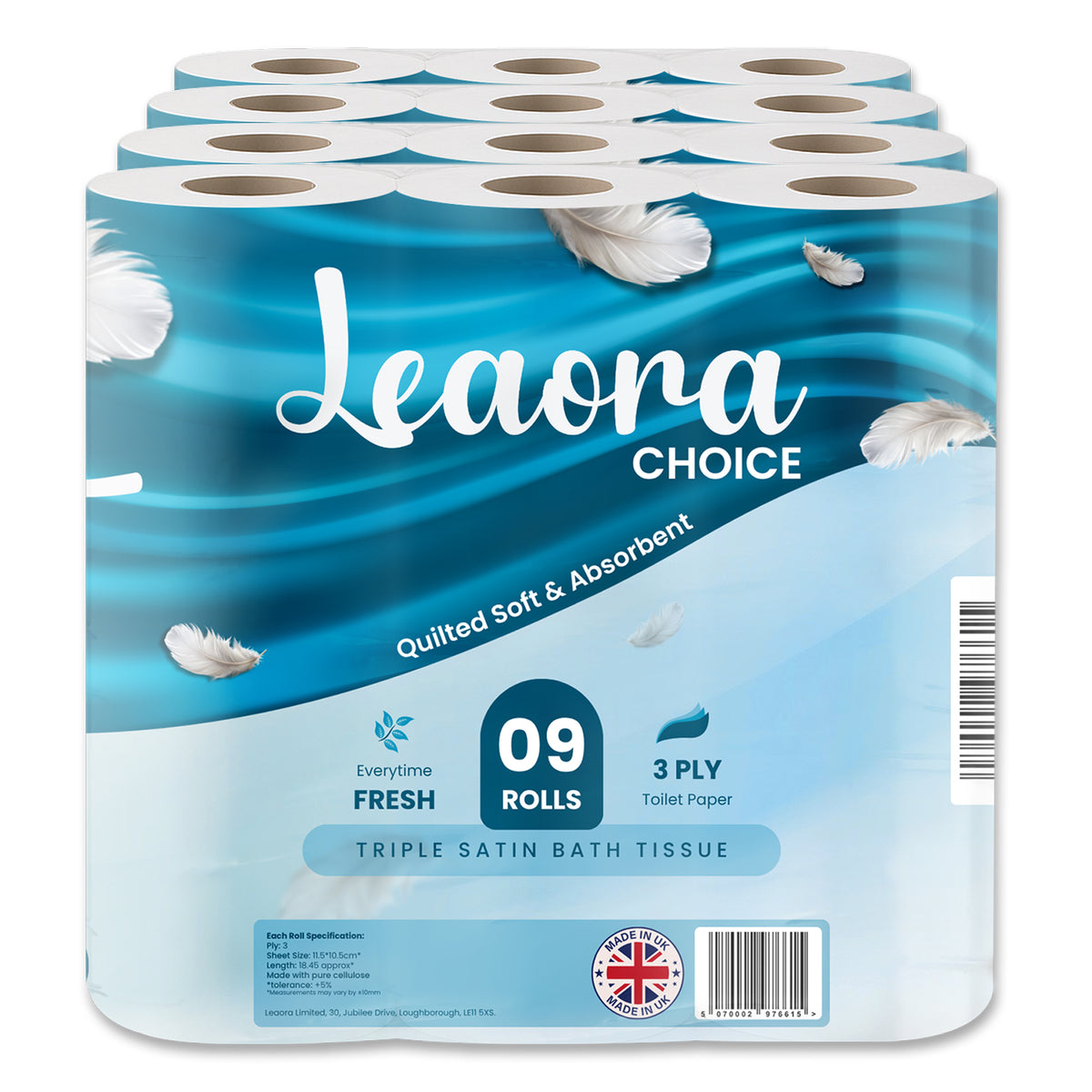 Family Size Toilet Paper by Leaora Choice | 36 Rolls, Quilted 3-Ply