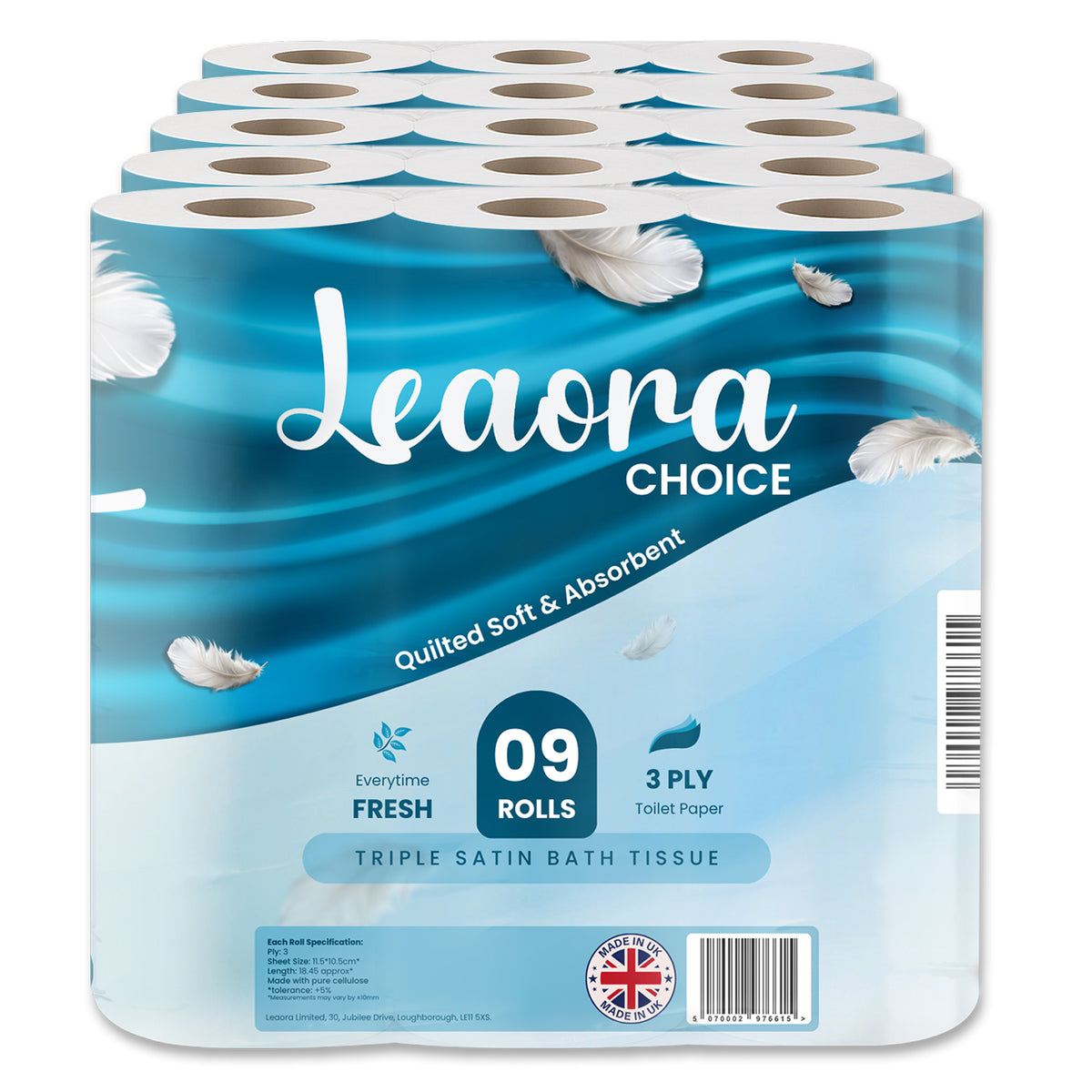 Leaora Choice Ultra-Soft Toilet Rolls – 45 Bulk Pack (9x5)