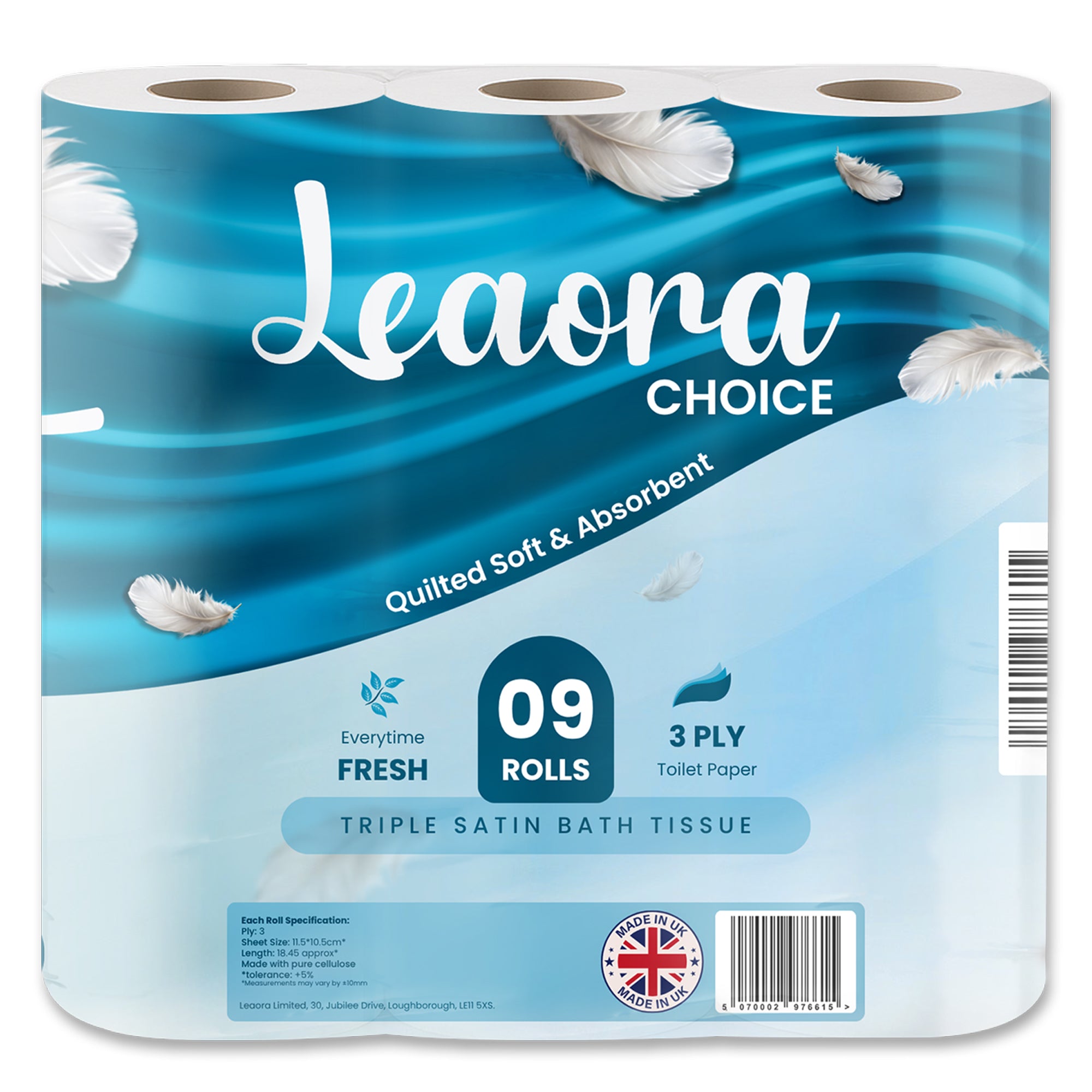 Leaora Choice Premium 3-Ply Quilted Bath Tissue | 9-Roll Pack
