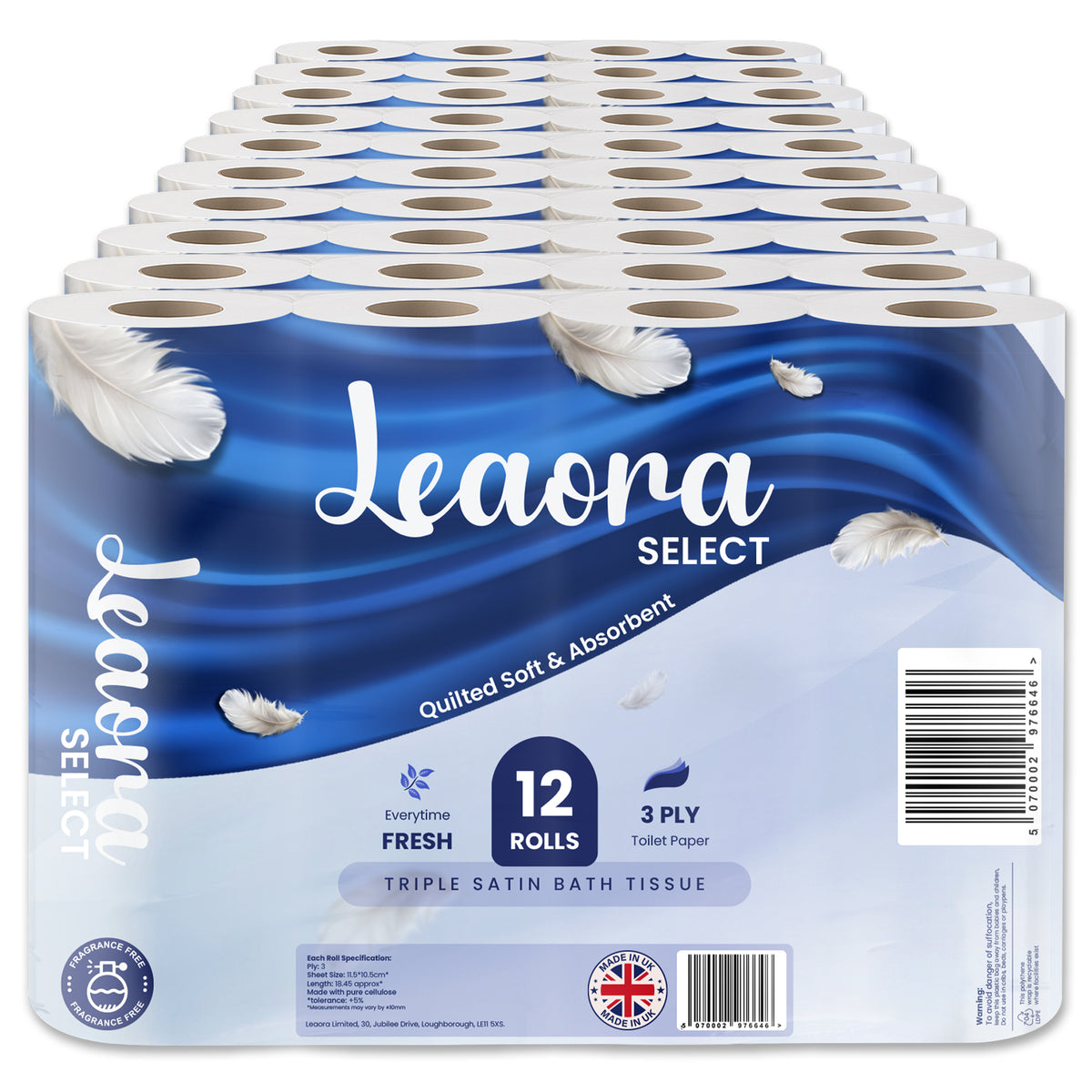 Leaora Select 120 Rolls Wholesale Pack | Premium 3-Ply Tissue