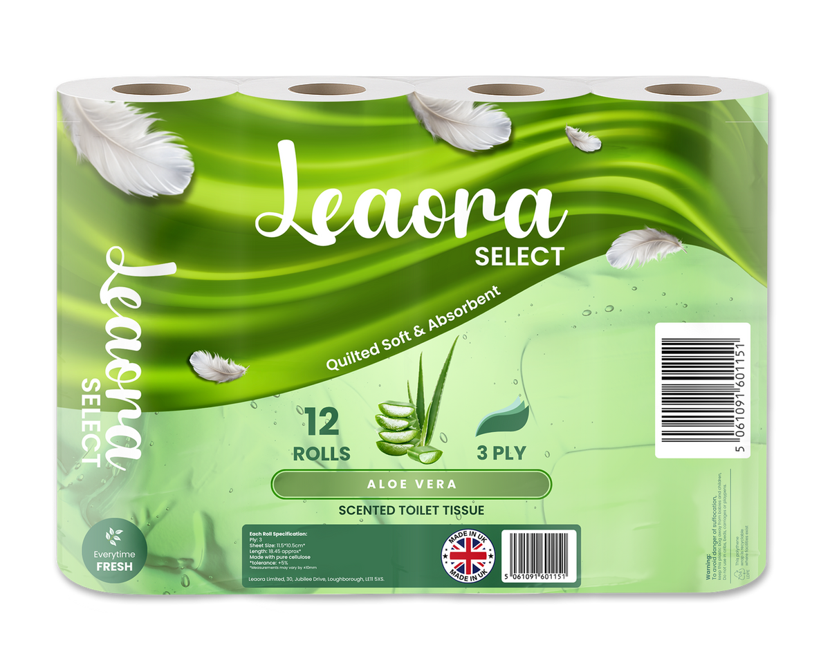 Leaora Select Aloe Vera 3 Ply Toilet Rolls – 24 Rolls (Pack of 12 x 2)