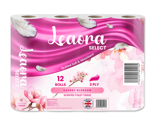 Leaora Select Cherry Blossom 3 Ply Toilet Rolls – 120 Rolls (Pack of 12 x 10)