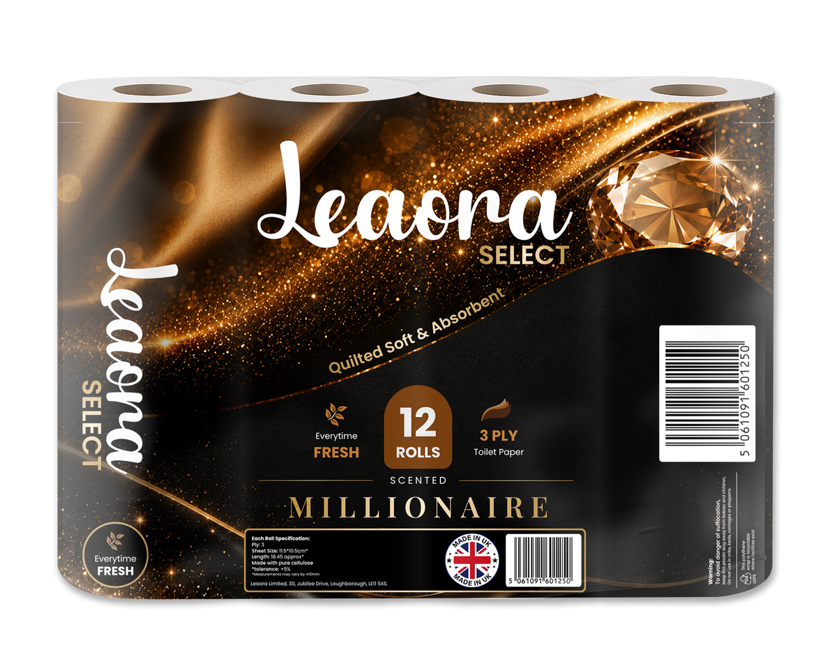 Leaora Select Lady Million 3 Ply Toilet Rolls – 72 Rolls (Pack of 12 x 6)