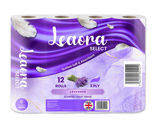 Leaora Select Lavender 3 Ply Toilet Rolls – 120 Rolls (Pack of 12 x 10)