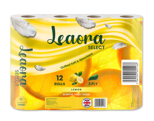 Leaora Select Lemon 3 Ply Toilet Rolls – 60 Rolls (Pack of 12 x 5)