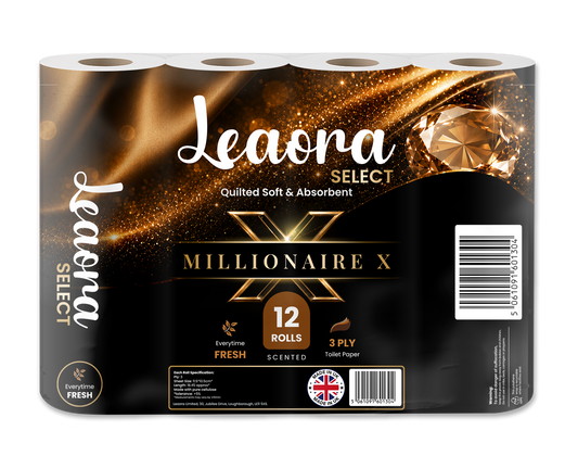 Leaora Select One Million 3 Ply Toilet Rolls – 12 Rolls (Pack of 12 x 1)
