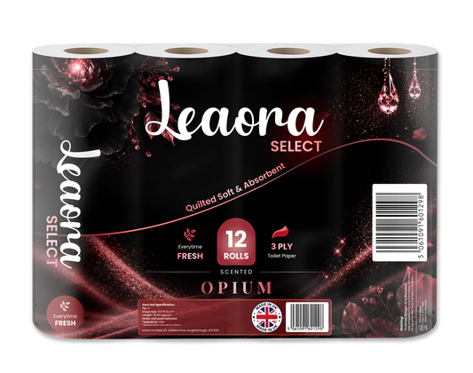 Leaora Select Black Opium 3 Ply Toilet Rolls – 24 Rolls (Pack of 12 x 2)