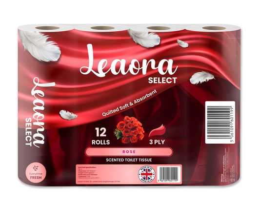 Leaora Select Rose 3 Ply Toilet Rolls – 48 Rolls (Pack of 12 x 4)