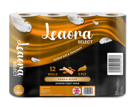 Leaora Select Sandalwood 3 Ply Toilet Rolls – 36 Rolls (Pack of 12 x 3)