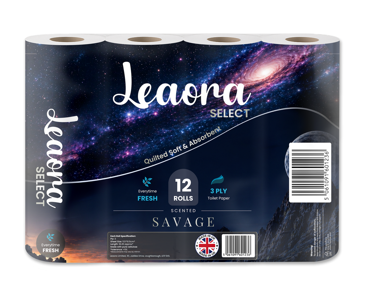 Leaora Select Savage 3 Ply Toilet Rolls – 60 Rolls (Pack of 12 x 5)