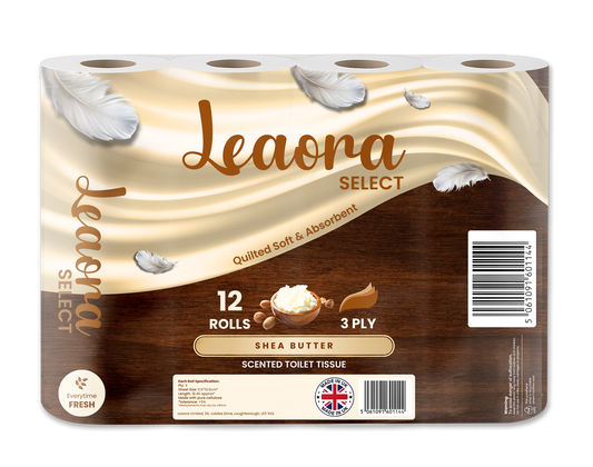 Leaora Select Shea Butter 3 Ply Toilet Rolls – 72 Rolls (Pack of 12 x 6)