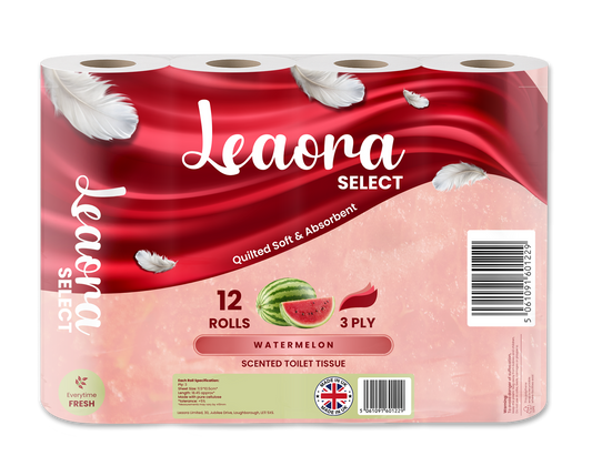 Leaora Select Watermelon 3 Ply Toilet Rolls – 12 Rolls (Pack of 12 x 1)