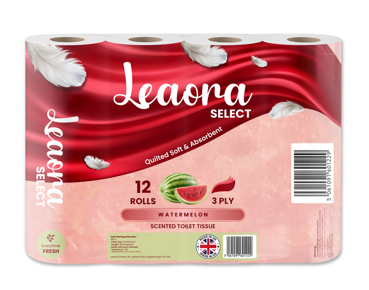 Leaora Select Watermelon 3 Ply Toilet Rolls – 36 Rolls (Pack of 12 x 3)