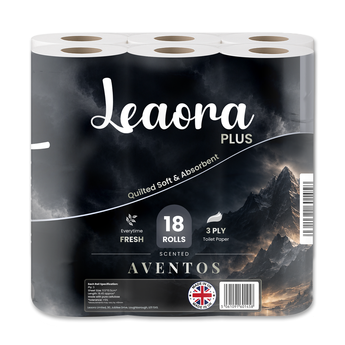 Leaora Plus Creed Aventus 3 Ply Toilet Rolls – 90 Rolls (Pack of 18 x 5)