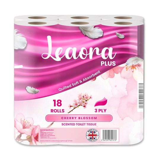 Leaora Plus Cherry Blossom 3 Ply Toilet Rolls – 72 Rolls (Pack of 18 x 4)