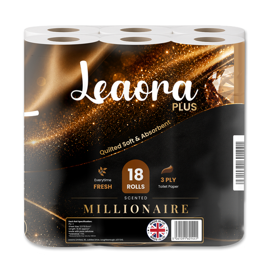 Leaora Plus Lady Million 3 Ply Toilet Rolls – 36 Rolls (Pack of 18 x 2)