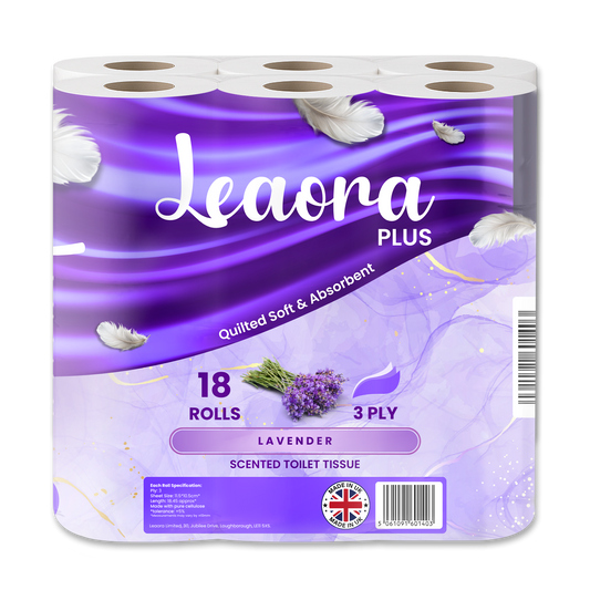 Leaora Plus Lavender 3 Ply Toilet Rolls – 18 Rolls (Pack of 18 x 1)