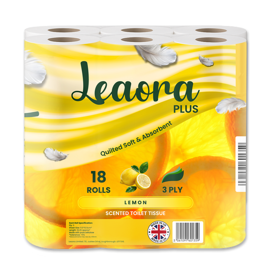 Leaora Plus Lemon 3 Ply Toilet Rolls – 54 Rolls (Pack of 18 x 3)