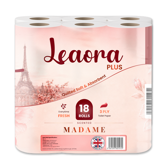 Leaora Plus Coco Mademoiselle 3 Ply Toilet Rolls – 90 Rolls (Pack of 18 x 5)