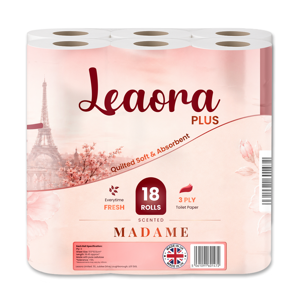 Leaora Plus Coco Mademoiselle 3 Ply Toilet Rolls – 54 Rolls (Pack of 18 x 3)