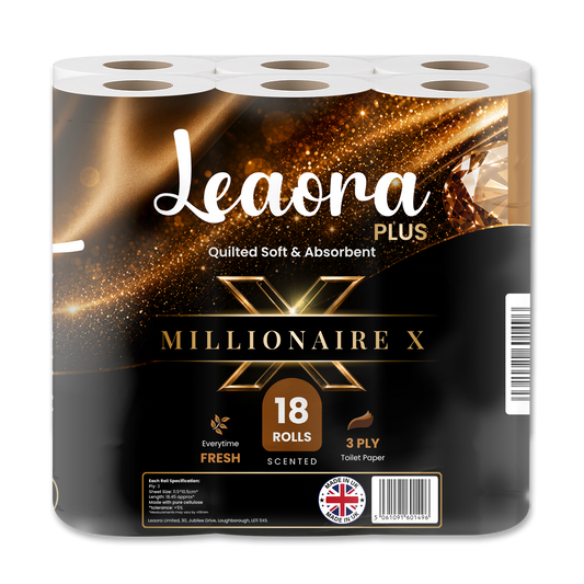 Leaora Plus One Million 3 Ply Toilet Rolls – 108 Rolls (Pack of 18 x 6)