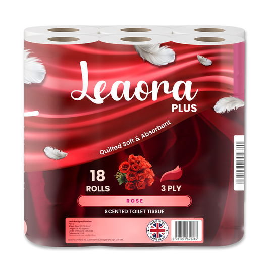Leaora Plus Rose 3 Ply Toilet Rolls – 108 Rolls (Pack of 18 x 6)