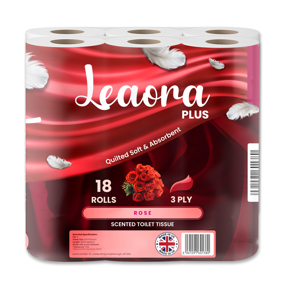 Leaora Plus Rose 3 Ply Toilet Rolls – 18 Rolls (Pack of 18 x 1)