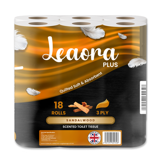 Leaora Plus Sandalwood 3 Ply Toilet Rolls – 18 Rolls (Pack of 18 x 1)