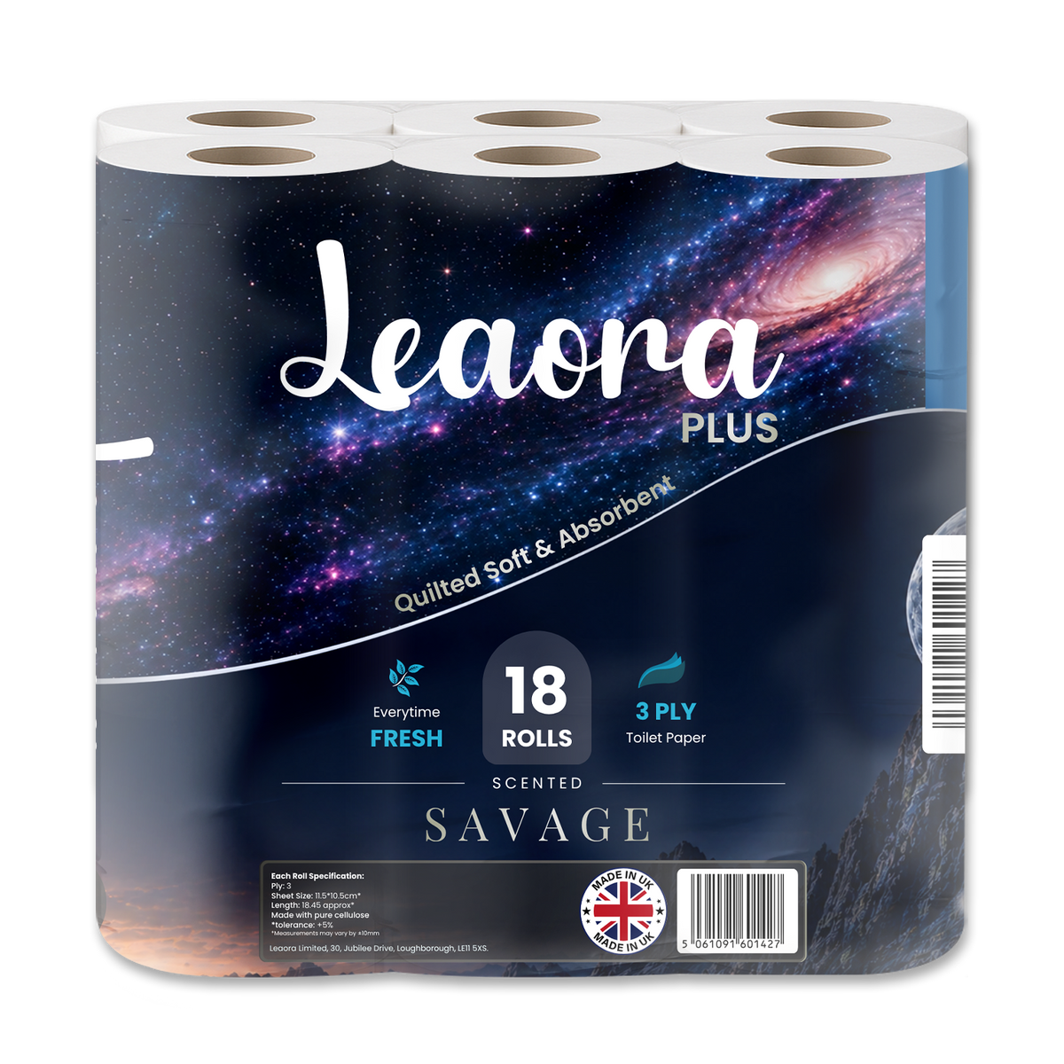 Leaora Plus Savage 3 Ply Toilet Rolls – 108 Rolls (Pack of 18 x 6)