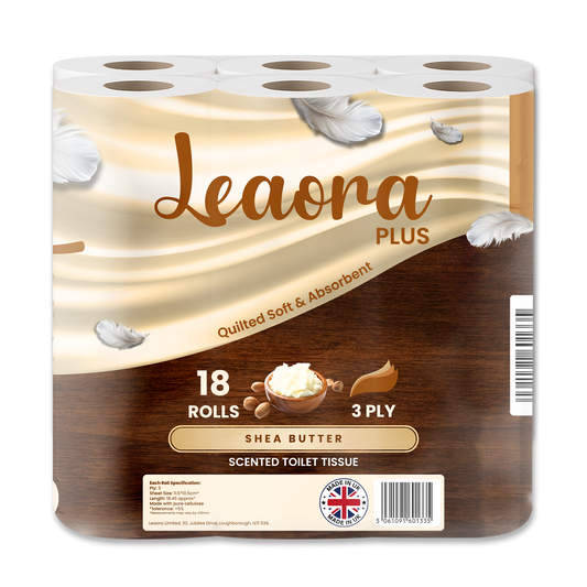 Leaora Plus Shea Butter 3 Ply Toilet Rolls – 36 Rolls (Pack of 18 x 2)