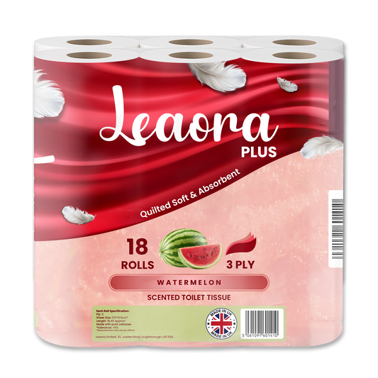 Leaora Plus Watermelon 3 Ply Toilet Rolls – 18 Rolls (Pack of 18 x 1)