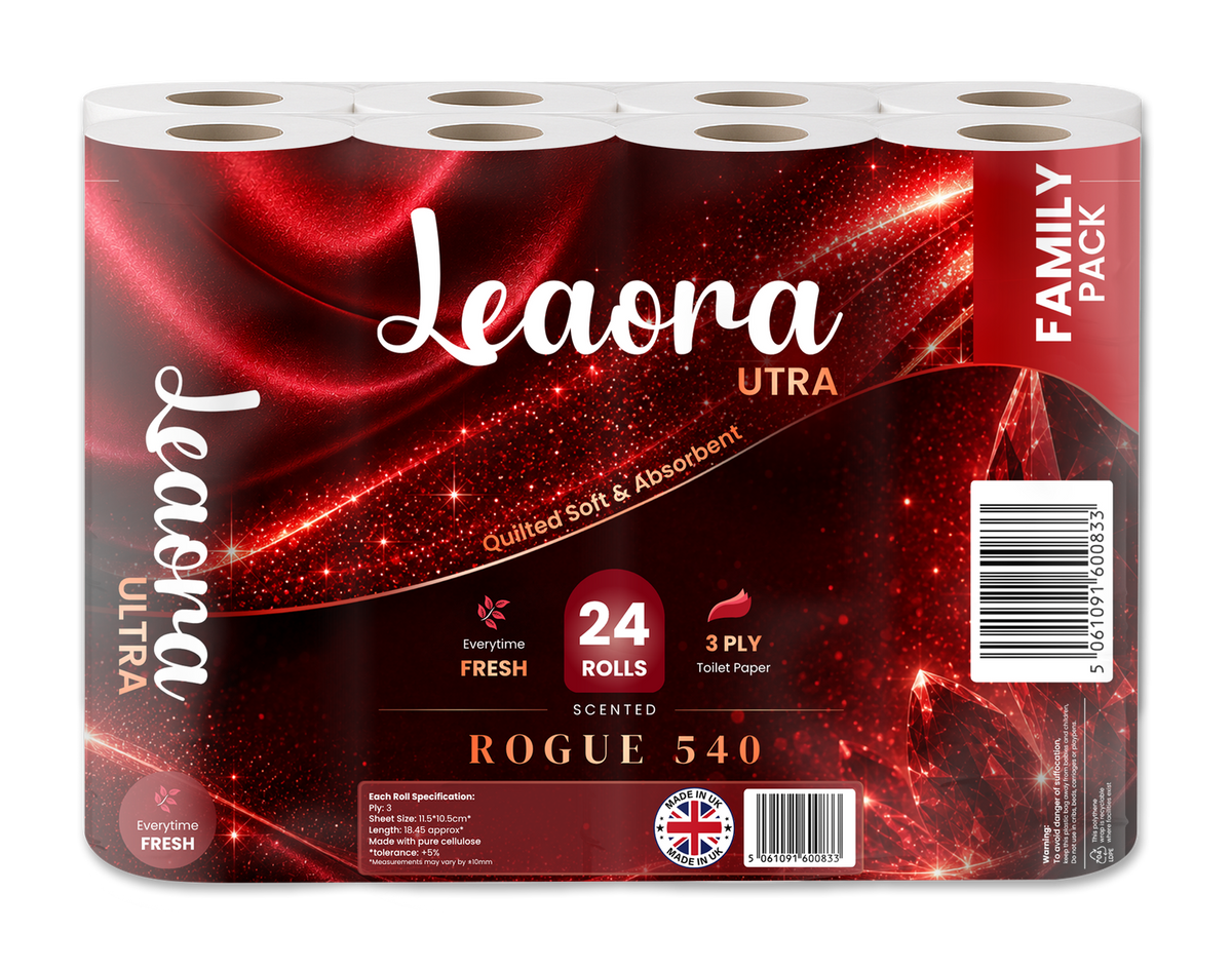 Leaora Ultra Baccarat Rouge 540 3 Ply Toilet Rolls – 72 Rolls (Pack of 24 x 3)