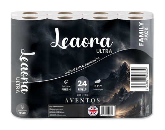 Leaora Ultra Creed Aventus 3 Ply Toilet Rolls – 144 Rolls (Pack of 24 x 6)