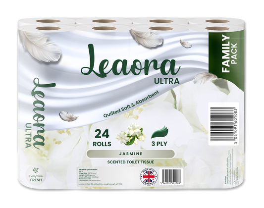 Leaora Ultra Jasmine 3 Ply Toilet Rolls – 144 Rolls (Pack of 24 x 6)