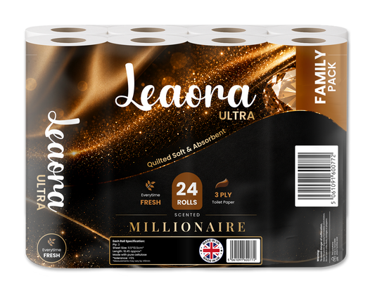 Leaora Ultra Lady Million 3 Ply Toilet Rolls – 120 Rolls (Pack of 24 x 5)