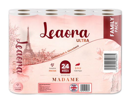 Leaora Ultra Coco Mademoiselle 3 Ply Toilet Rolls – 24 Rolls (Pack of 24 x 1)