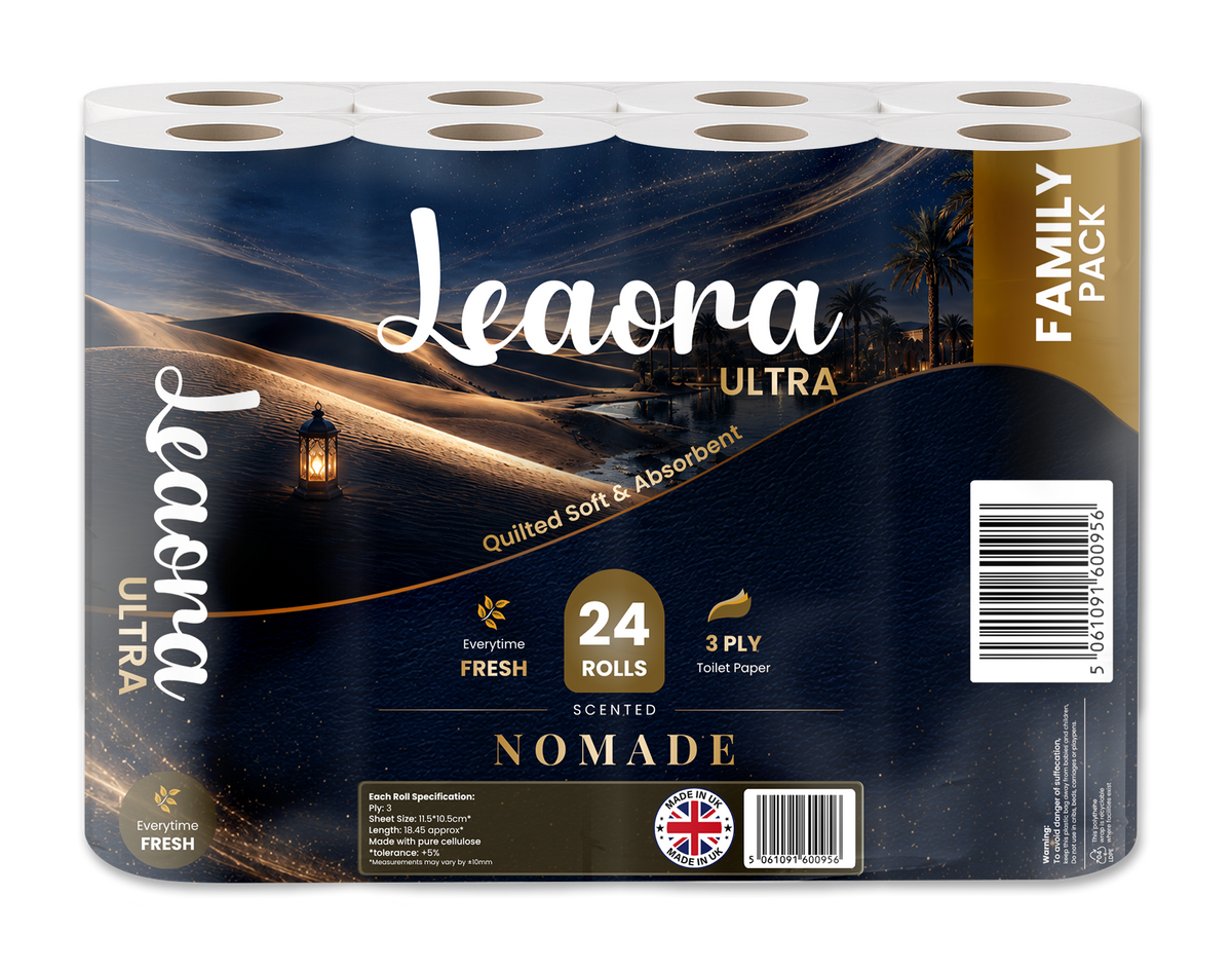 Leaora Ultra Ombre Nomade 3 Ply Toilet Rolls – 48 Rolls (Pack of 24 x 2)