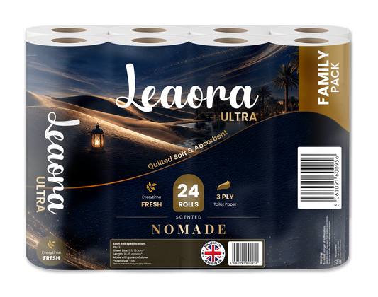 Leaora Ultra Ombre Nomade 3 Ply Toilet Rolls – 144 Rolls (Pack of 24 x 6)