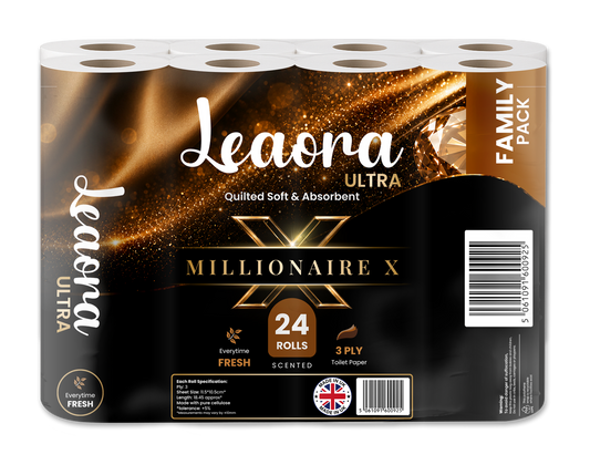 Leaora Ultra One Million 3 Ply Toilet Rolls – 24 Rolls (Pack of 24 x 1)