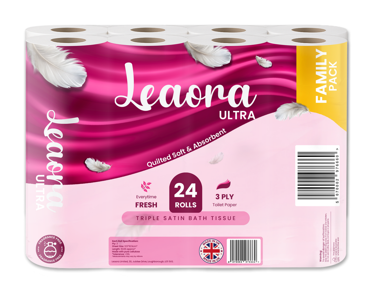 Leaora Ultra 3 Ply Toilet Rolls – 24 Rolls (Pack of 24 x 1)