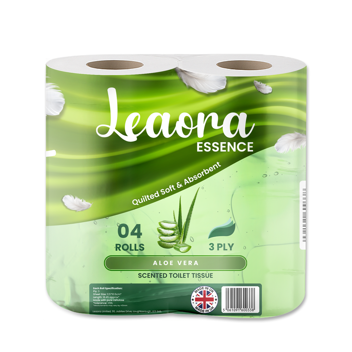 Leaora Essence Aloe Vera 3 Ply Toilet Rolls – 40 Rolls (Pack of 4 x 10)