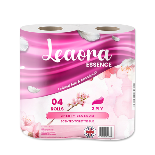 Leaora Essence Cherry Blossom 3 Ply Toilet Rolls – 120 Rolls (Pack of 4 x 30)